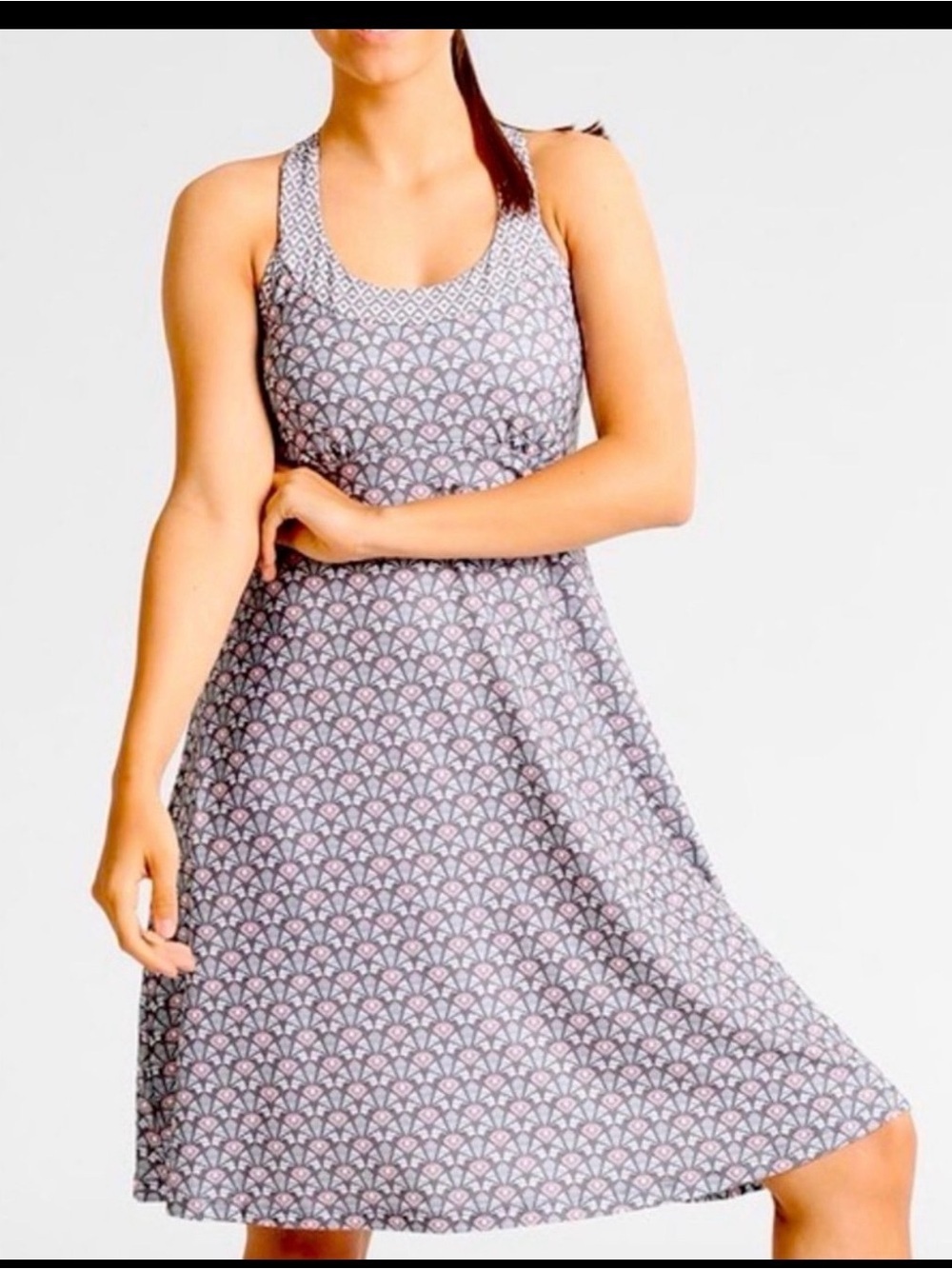prAna Cali Sleeveless Printed Athleisure Built in Shelve Tank Dress Small